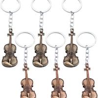 2 unid/set llavero de instrumento Musical Vintage guitarra y violín colgante joyería para hombres y mujeres accesorios únicos - details 5