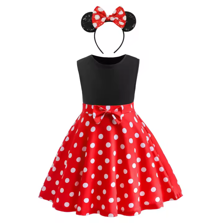 Disfraz brillante de Minnie Mouse para niñas pequeñas y niños, disfraz de Cosplay para niñas, fiesta de cumpleaños, vestido elegante de Pascua - 1