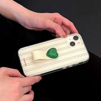 Funda de Teléfono de Cuero con Hebilla Diseño a Rayas Verdes Protección Completa - details 2