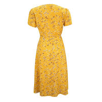 Summer floral print women boho short sleeve v neck split elegant a line party beach dress - details 36