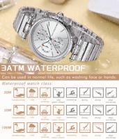 Reloj de cuarzo a la moda para mujer, reloj multifunción de acero inoxidable resistente al agua, elegante, informal, regalo de lujo para ella - details 9