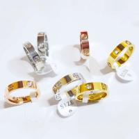 Anillo cruzado de cristal CZ de acero inoxidable Moda para mujeres y hombres Color oro rosa - details 1