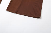 BUNO-Conjunto elegante de 2 piezas con pliegues de gato extraño para mujer, Tops cortos sexis sin mangas con cuello bajo + Pantalones rectos con borlas de cintura Irregular, traje liso - details 39