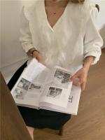 Blusa de verano para mujer, camisa de primavera, blusa para mujer, Blusas largas de gasa, informales, elegantes, Vintage, de manga larga, holgada de gran tamaño, blanca - details 1