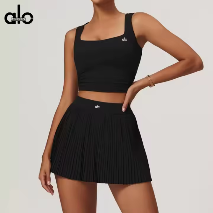 ALO yoga ropa chaleco de secado rápido traje de tenis deportivo para mujeres fitness bádminton falda corta 2025 nuevo - 1