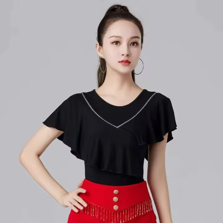 Tops de baile elegantes y modernos, graduación clásica TRE, street TRE con volantes, camiseta festival femenina Ustada Latina - 1