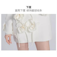 Blazer de diseño original de flores tridimensionales de moda blanca 2025, traje largo sexy de alta gama para fiestas de ocio de - details 6
