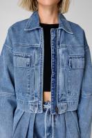 Chaqueta vaquera de estilo ropa de trabajo para mujer, traje corto adelgazante de cintura alta, holgado, 2025 - details 7