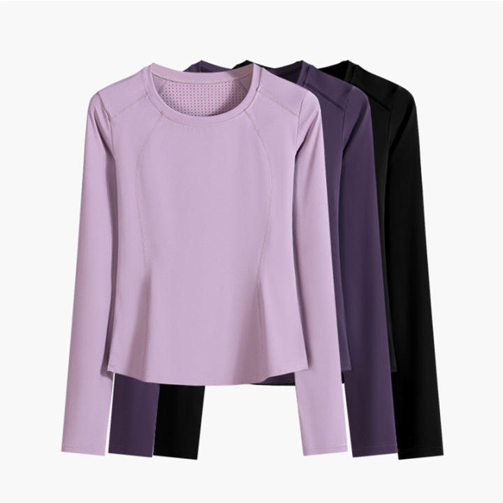 TK Camiseta Deportiva de Manga Larga con Bolsillo para Mujer, Talla Grande, Ropa Deportiva, Secado Rápido, para Yoga, Running