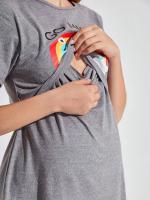 Pijama de manga corta para mujeres embarazadas, ropa informal de lactancia con patrón de letras de arcoíris, primavera y verano - details 1