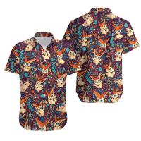 Interesante hawaiano combinado con cómics de animales, camiseta holgada de verano impresa en 3D en la playa, top de manga corta de gran tamaño, - details 8