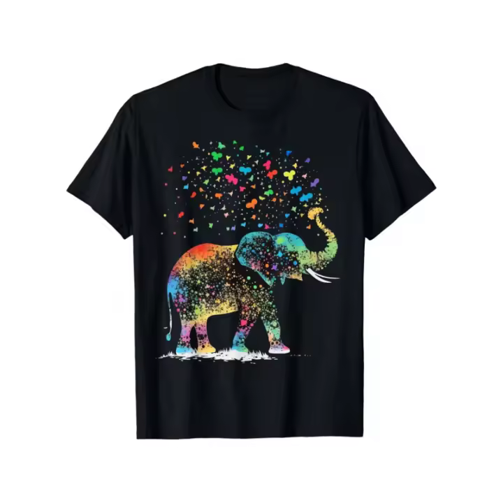 Camiseta de Algodón 100% Diseño de Elefante Amoroso Perfecta para Todas las Temporadas Manga Corta - 1