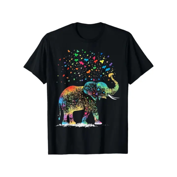 Camiseta de Algodón 100% Diseño de Elefante Amoroso Perfecta para Todas las Temporadas Manga Corta - 1