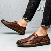 Zapatos De Cuero Hechos a Mano Para Hombre Mocasines Casuales Cómodos Zapatos Planos Para Exterior Caminar Talla Verdadera Para Adultos - details 10