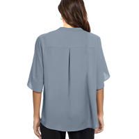 Camiseta de manga corta para mujer, Top de manga corta con cuello en v, informal, camisetas de verano con volantes - details 8