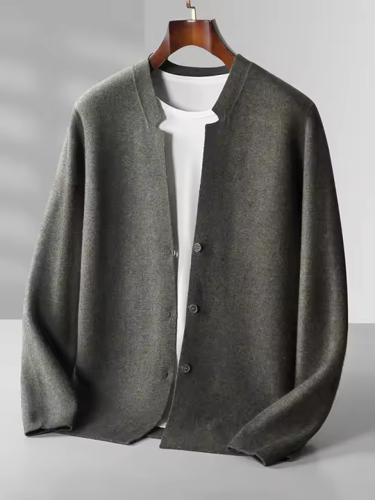 Chaqueta de hombre, suéter casual de cachemira con cuello en V, chaqueta deportiva suave de punto de lana de otoño e invierno - 1