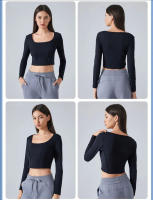 SHINBENE-Camiseta ajustada para todos los días para mujer, Tops básicos con cuello redondo, Top corto de manga larga, camiseta ajustada - details 3