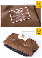 Traje de vuelo con cuello abatible para hombre, ropa de cuero, chaquetas de lana de locomotora, abrigos cálidos, Tops de ocio engrosados de invierno, nuevo - details 11