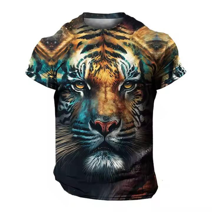 Camiseta 3d de manga corta para hombre, ropa de moda de manga larga, estampado en Color, Animal, planta, persona, ropa de belleza - 1