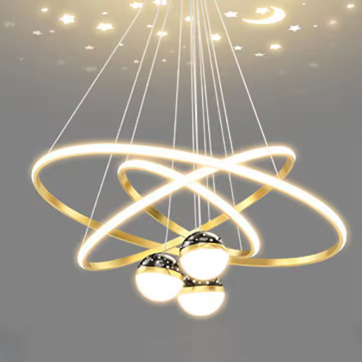 Lámpara LED moderna de 3 anillos para sala de estar, lámpara colgante de techo alto para comedor, cocina, dormitorio, restaurante - 1