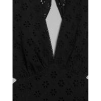 BUNO-vestido Midi a la moda con bordado negro y espalda descubierta con cremallera lateral, vestido Vintage sin mangas con cuello en V para mujer, vestidos elegantes para mujer - details 7