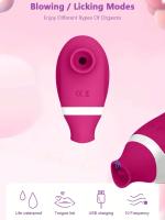 Consolador de pene potente vibrador de clítoris vaginal chupando y lamiendo estimulación dual masajeador femenino juguete sexual para adultos - details 8