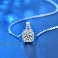 Elegante Collar de Colgante de Moissanita de Plata Esterlina 925 Estilo Lindo para Novias - details 0