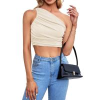 BUNO-2025 Primavera/Verano nueva moda superventas personalidad chica picante Slim Fit cuello asimétrico fuera del hombro camiseta para mujer - details 3