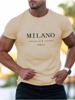 Camiseta holgada deportiva informal de verano para hombre, camiseta de manga corta con cuello redondo y estampado MILANO, cómoda para compras - details 5