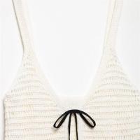 Novedad de verano 2025, Top romántico de ganchillo francés decorado con lazo informal para mujer, tirantes - details 5