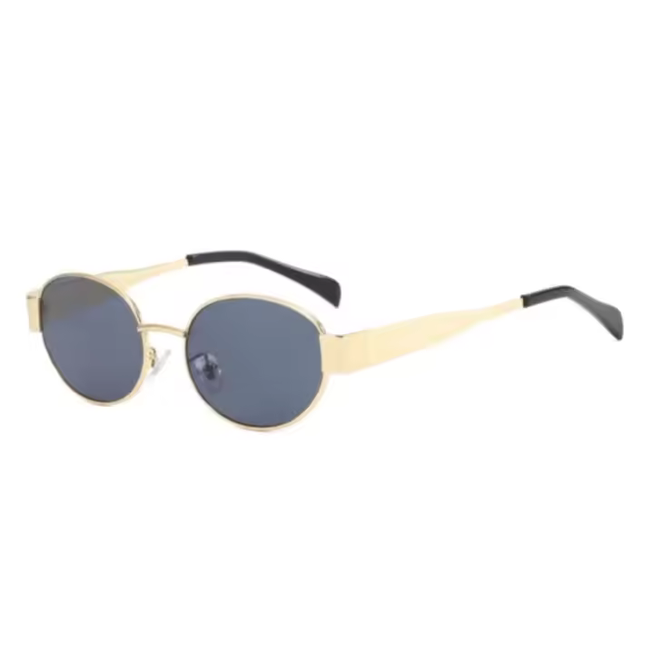 Gafas de Sol Ovaladas de Metal para Mujer Diseño Elegante y Sofisticado con Touche Vintage Doradas - 1