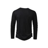Camisa De Algodón Para Hombre Con Botones Cuello Henley Manga Larga Casual Color Sólido Moda Camisetas Transpirable Ligera Y De Wicking De Humedad - details 6