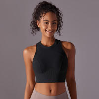 Tops para mujer, Top moldeador de punto de Color sólido, ropa de Yoga recortada en la espalda, deportes, correr, camiseta sin mangas - details 9
