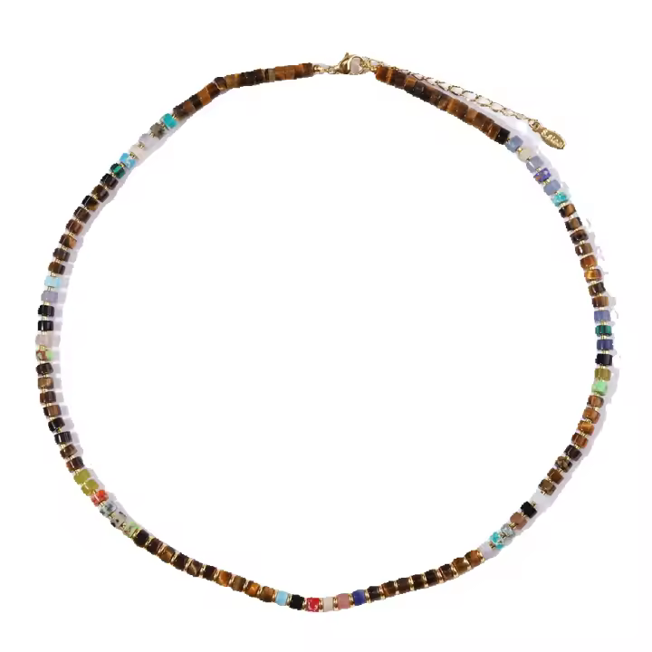 Llamativos ojos de tigre y collar de cristal, cuentas coloridas que se pueden usar en la cadena, regalo de joyería de piedra natural para - 1