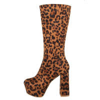 Botas de longitud media para mujer, con plataforma impermeable, tacón grueso, cremallera lateral, botas de moda de charol, Otoño/Invierno 2025 - details 34