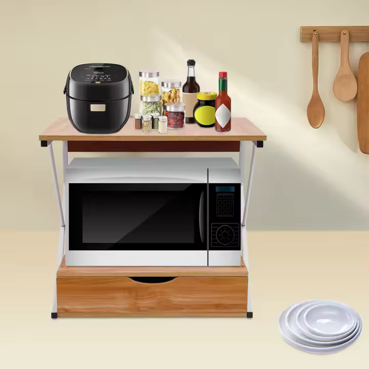 Estante de almacenamiento para microondas de 2 etapas, estantes de panadería, organizador de cocina para encimera, estantes de panadería, cocina - 1