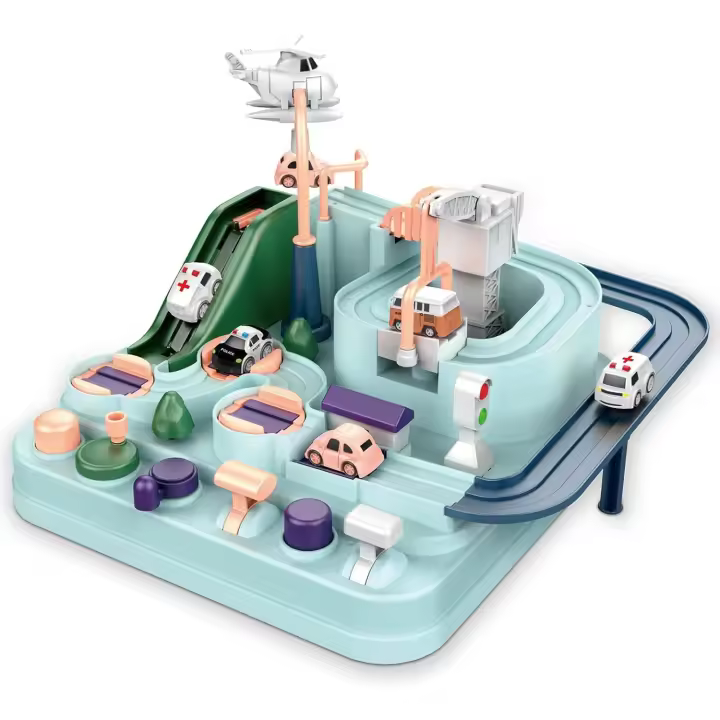 Set de Pista de Carreras para Niños Juguete de Aventura de Coche con 2 Vehículos Miniatura - 1