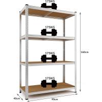 Estanterías metálicas de almacenamiento 160x90x40cm 700kg 4 estantes MDF organizador taller - details 7
