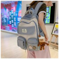 Nueva y bonita versión coreana de la mochila del campus ins para estudiantes femeninas de primaria y secundaria de gran capacidad, mochila ancha con correa para el hombro fuerte y duradera. - details 21