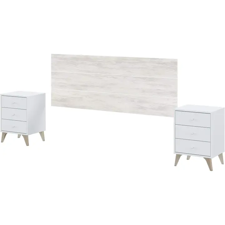 Cabecero para Cama de Matrimonio, Modelo Dulce, Blanco Artik y Blanco Velho, Medidas - 1