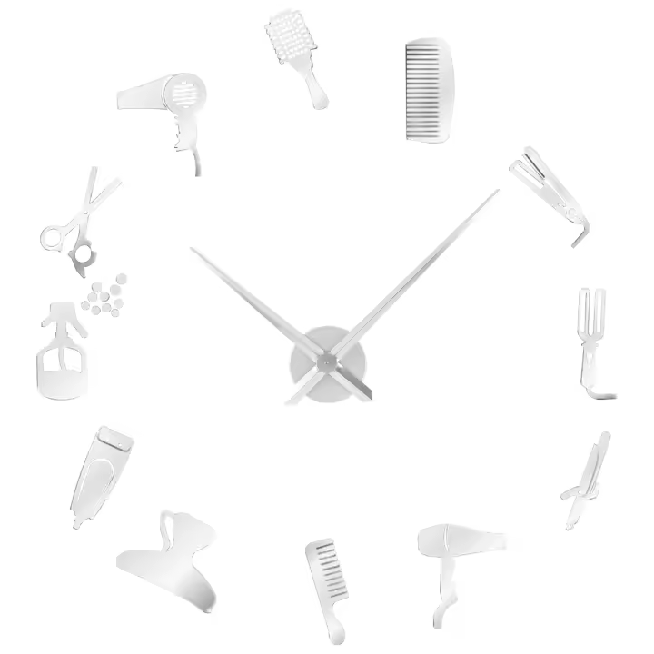 Reloj de pared gigante para barbería, bricolaje, con efecto espejo, kits de herramientas para peluquero, reloj decorativo sin marco, reloj de pared para peluquero - 1