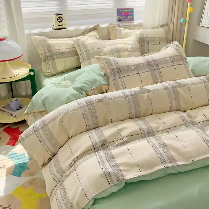 Juego de regalo de algodón cepillado grueso Four Seasons: juego de tres piezas de dormitorio individual de cuatro piezas, ropa de cama de estilo fresco - 1