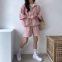 Conjunto de dos piezas de pantalones cortos de manga corta con cremallera y cuello alto para mujer 2025 nuevo conjunto de ropa deportiva casual de moda de verano. - details 17