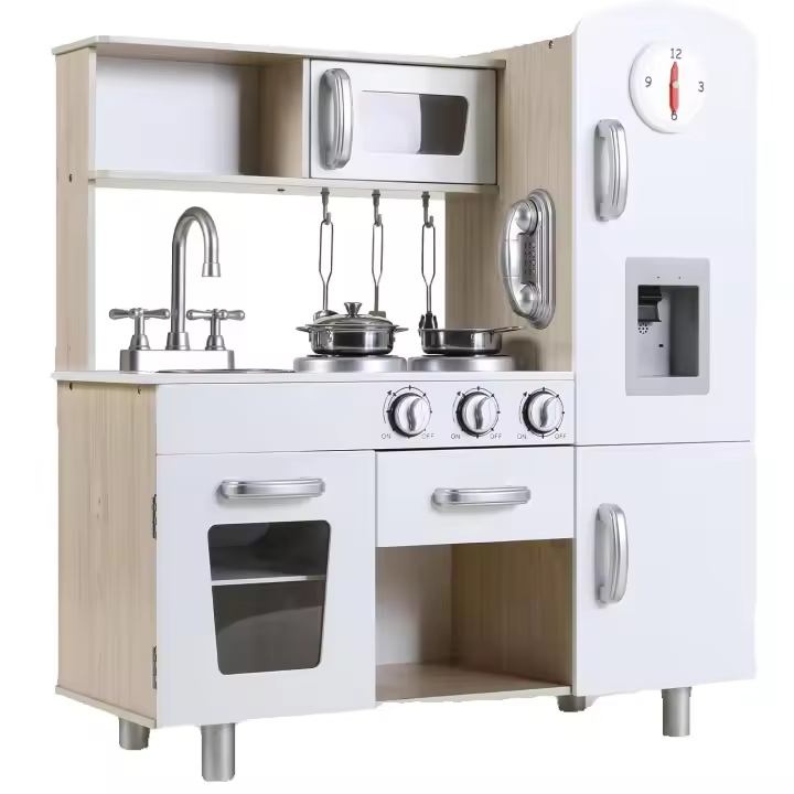 Cocina de Juguete de Madera para Niños Efectos de Luz y Sonido Tamaño 81x74x30cm Caja de Juguetes - 1