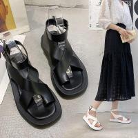Sandalias de verano con punta redonda, estilo de Color sólido, versión, zapatos individuales cómodos para mujer - details 28