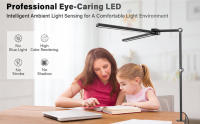Lámpara de escritorio LED con abrazadera, lámparas de mesa de doble fuente de luz de 24W para oficina en casa con función de sensor de luz, 5 modos y regulable - details 1