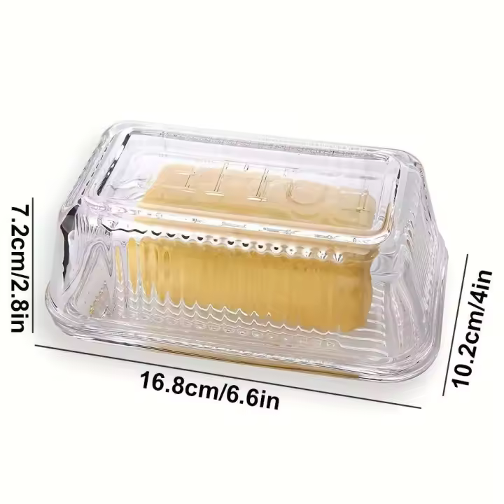Juego de Platos de Mantequilla de Vidrio con Tapa Ideal para Decoración de Comida, Platos de Dinner, Bandejas de Frutas - 1
