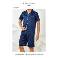 Conjunto De Pijama Para Hombres Verano Cómodo Casual Camisa Corta Con Shorts Dos Piezas Ropa De Dormir Estilo Básico Material Poliéster Y Elástico - details 6