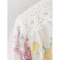 OUWU- Vestido De Mujer De Manga Larga Con Cuello Peter Pan, Detalles De Encaje Con Estampado Floral Y Cinturón Para Un Look Elegante Y Moldeado - details 6