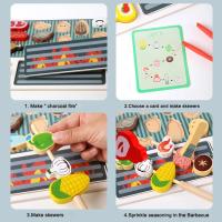 Cocina de juguete de madera para padres y niños pequeños Parrilla de cocina Rompecabezas cúbico Montessori Barbacoa simulada Papel de juego interior para 3 años + - details 3
